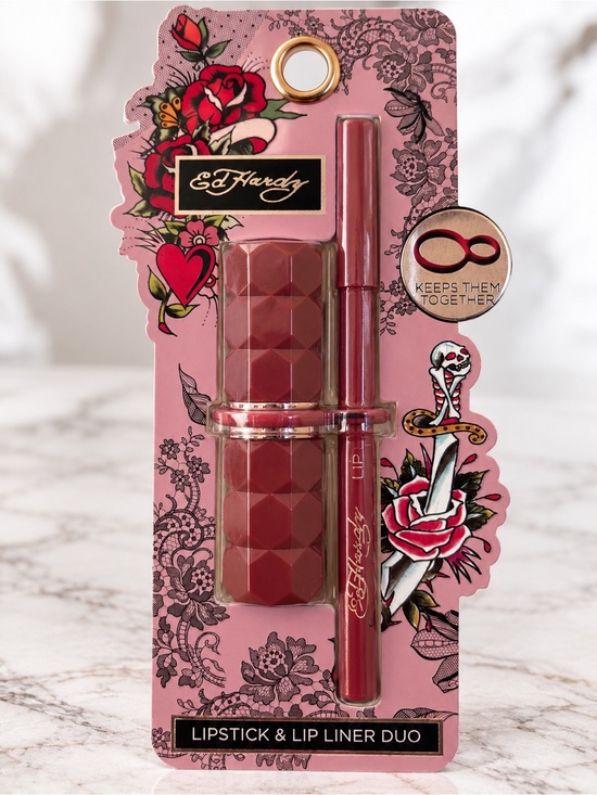 Ed Hardy Other - Ed Hardy Lipstick & Lip Liner Duo – Tattoo Rose Y2K Makeup Set New In Package